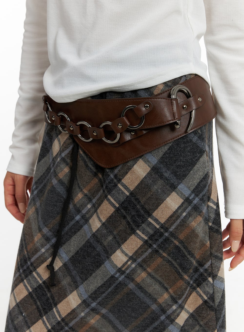 faux-leather-buckle-belt-cf401 / Brown