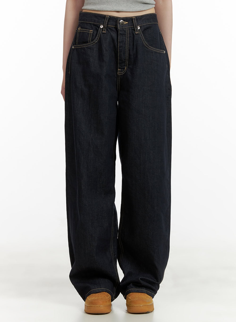 stitch-detail-baggy-jeans-cu410 / Dark blue