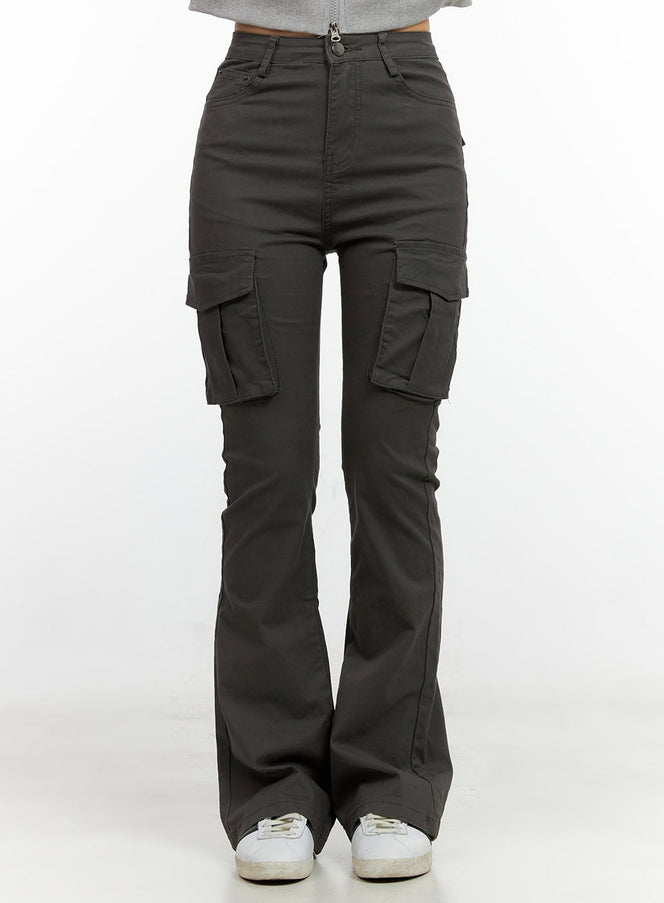 slim-fit-solid-cargo-pants-cn405 / Dark gray