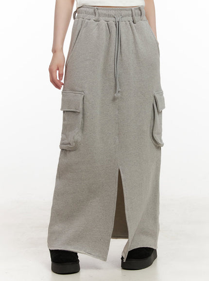 Front-Slit Cargo Maxi Skirt CJ506