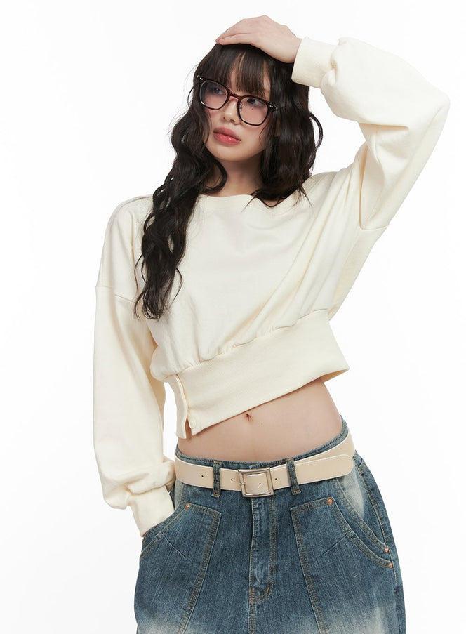 Side-Buttoned Crop Sweater CJ524