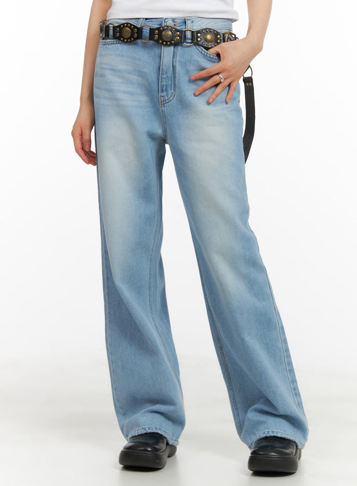 cotton-washed-straight-jeans-ca418 / Light blue