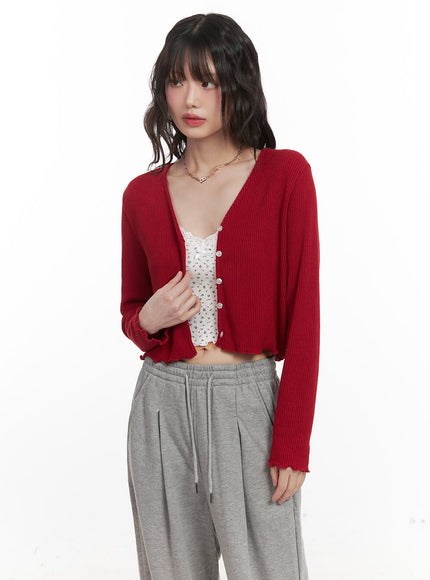 V-Neck Buttoned Crop Cardigan CJ528