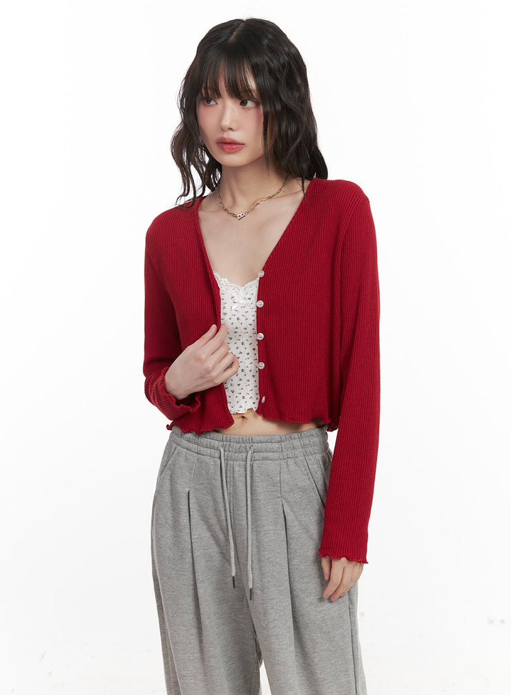 V-Neck Buttoned Crop Cardigan CJ528