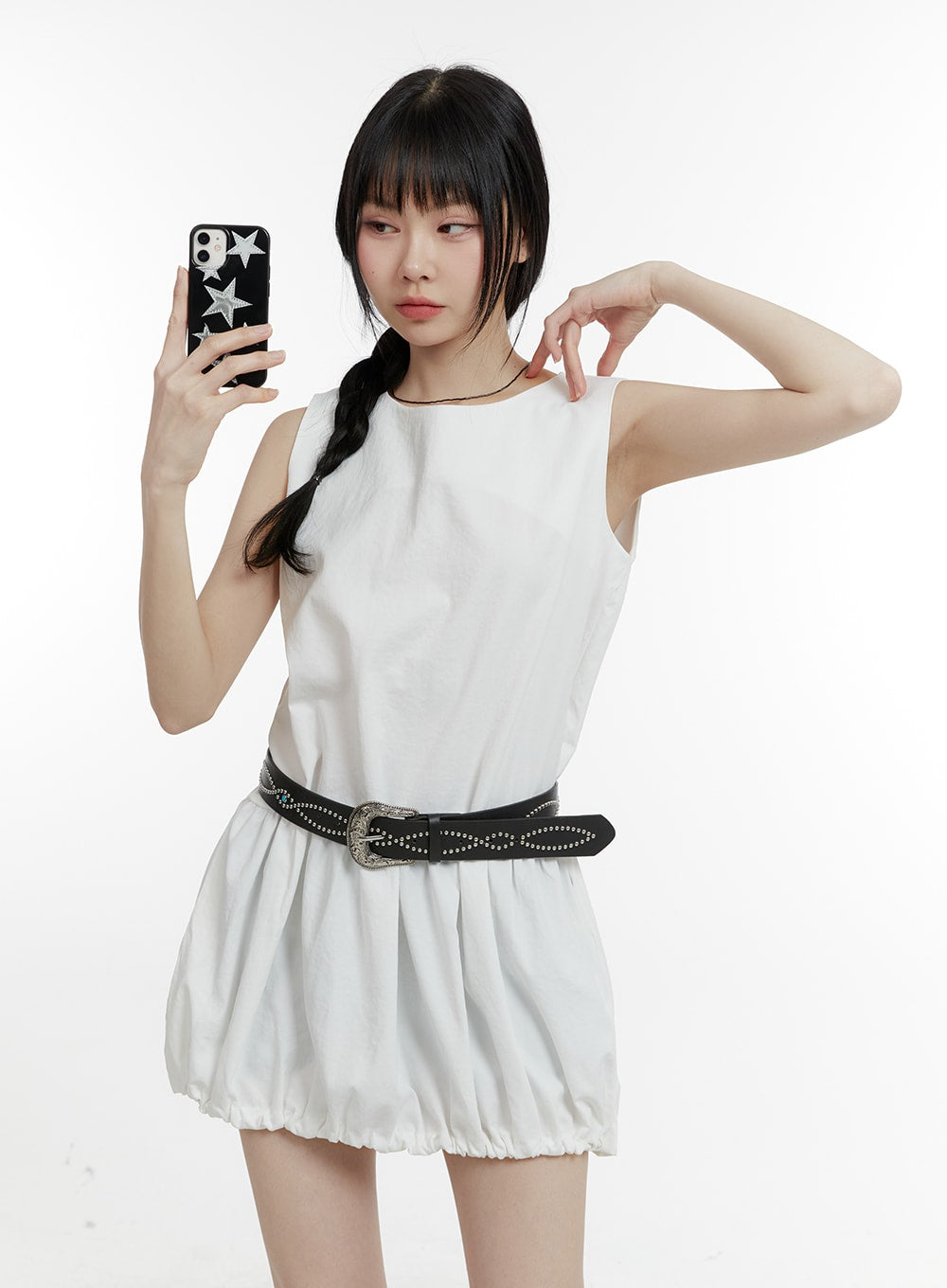 sleeveless-bubble-mini-dress-cm429 / White