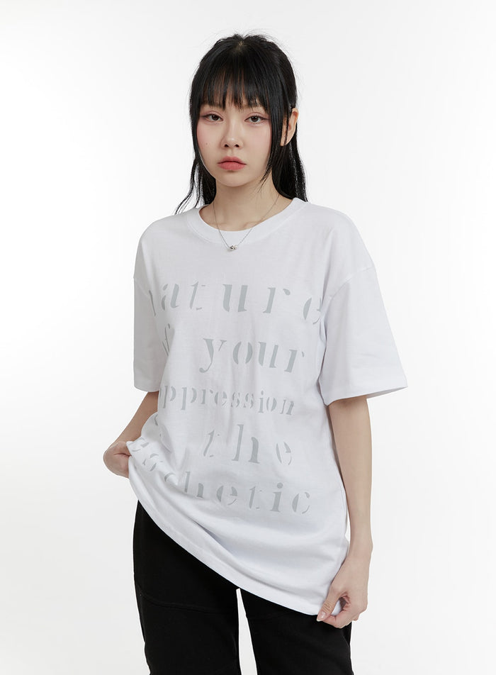 oversized-lettering-t-shirt-cm429 / White