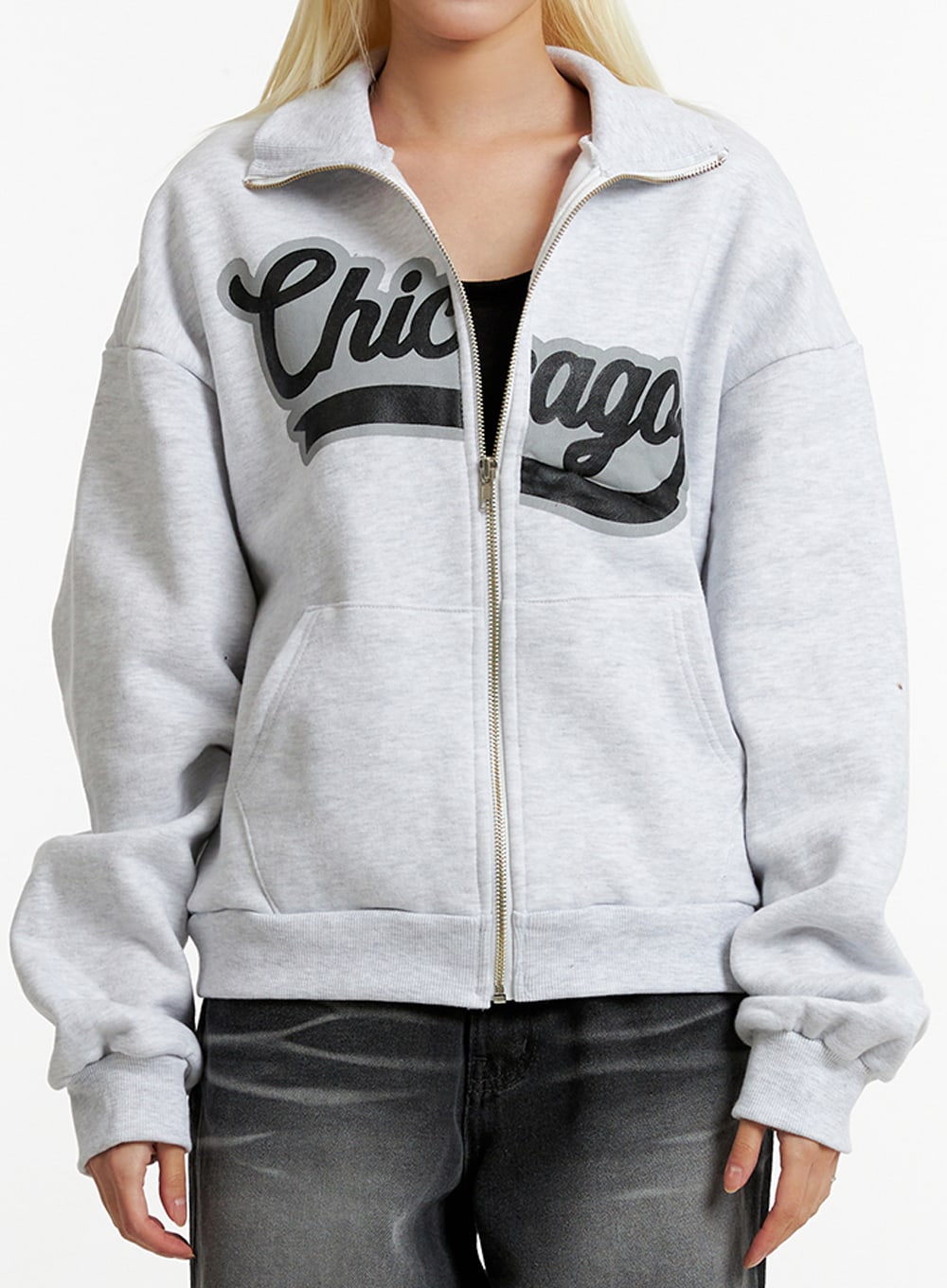 oversized-chicago-graphic-zipper-fleece-jacket-id315