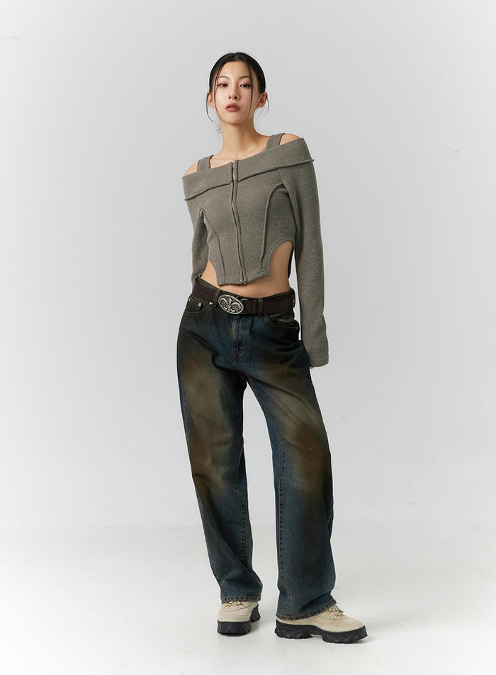 zip-cut-out-off-shoulder-crop-sweater-id306