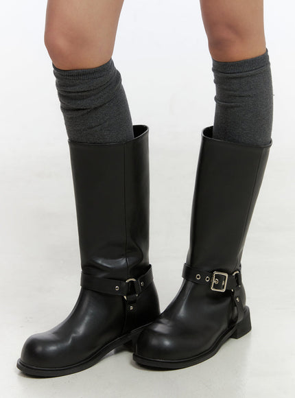 buckle-chic-faux-leather-midi-boots-co415