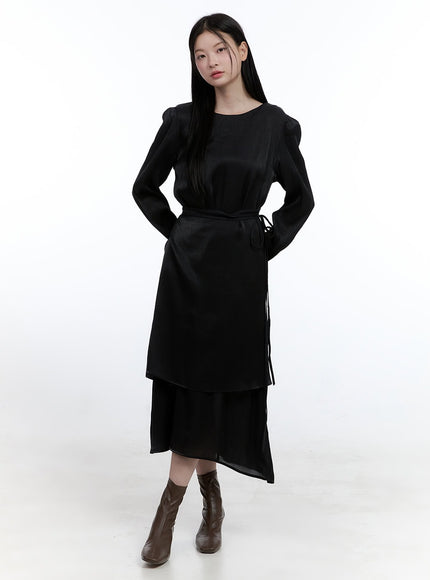 elegant-long-sleeve-maxi-dress-oo429 / Black