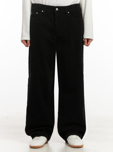 mens-simple-wide-fit-corduroy-pants-id431 / Black