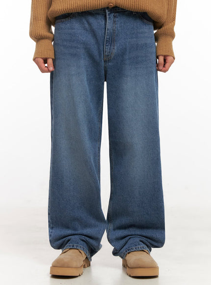 mens-classic-wide-leg-denim-jeans-id427 / Blue