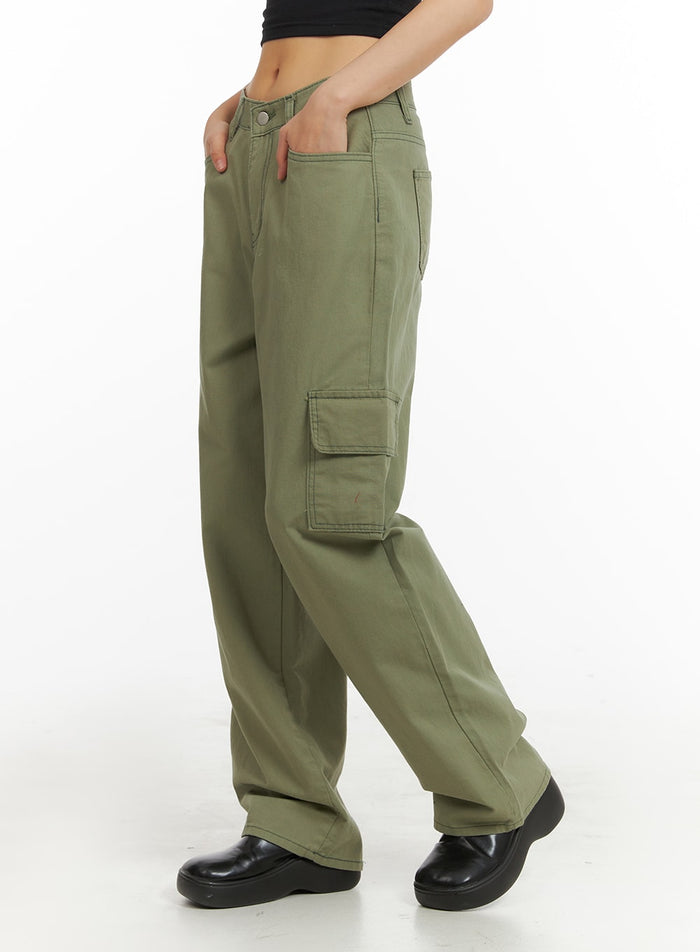 cargo-straight-leg-pants-ia417 / Dark green