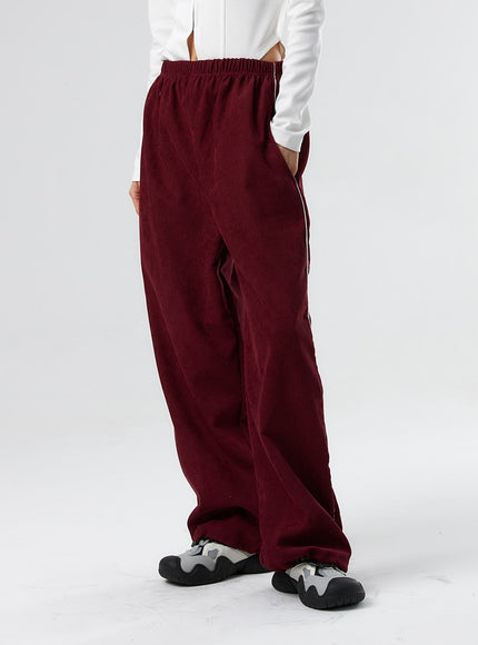 courdroy-track-pants-is327 / Dark red