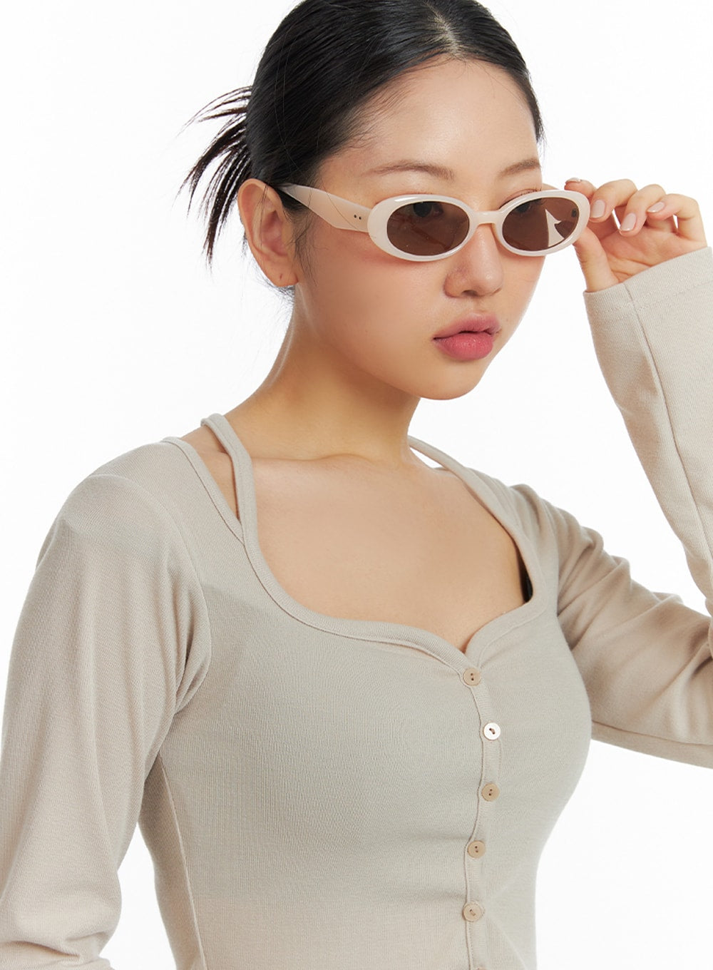 bold-oval-sunglasses-if421 / Light beige