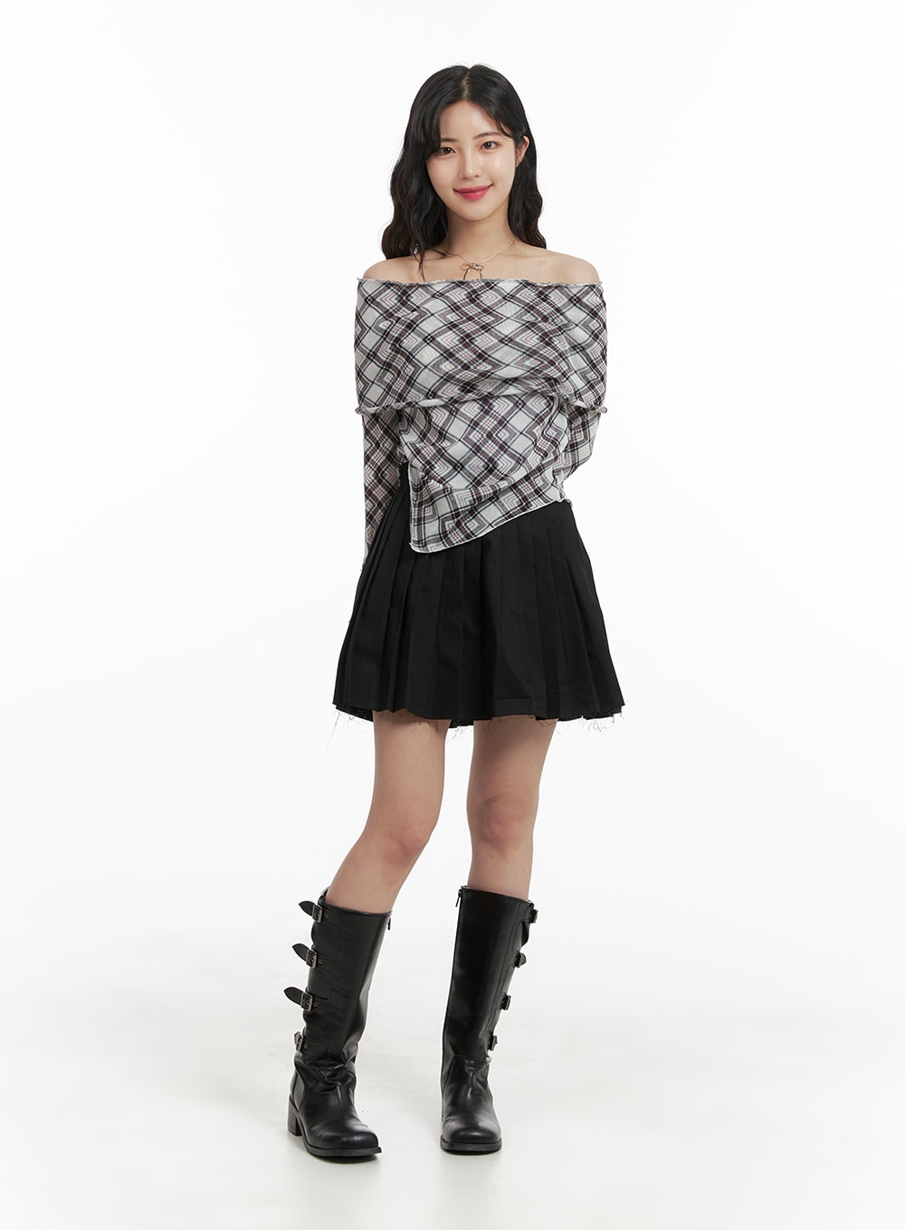 checked-off-shoulder-top-om422