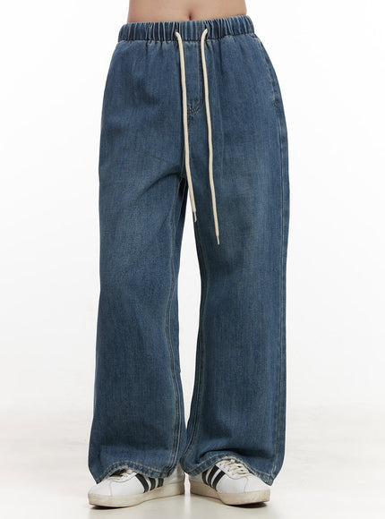 straight-leg-denim-sweatpants-cj514 / Blue