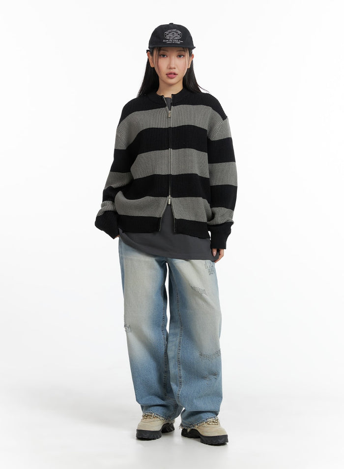 unisex-striped-two-way-zipper-cardigan-cm418