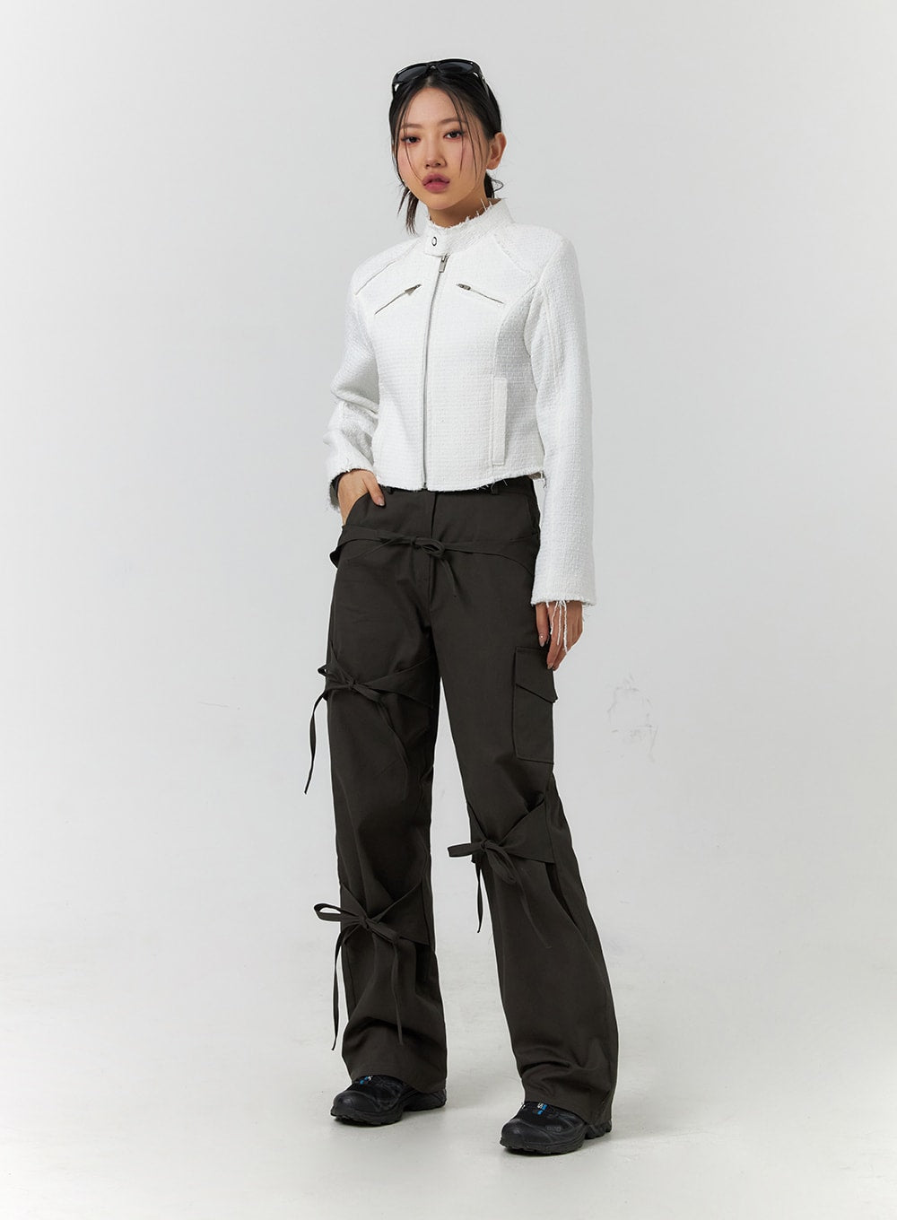 Ribbon Detail Cargo Pants CF401 - Acubi style | LEWKIN