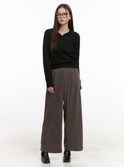 solid-print-wide-fit-polyester-pants-od417