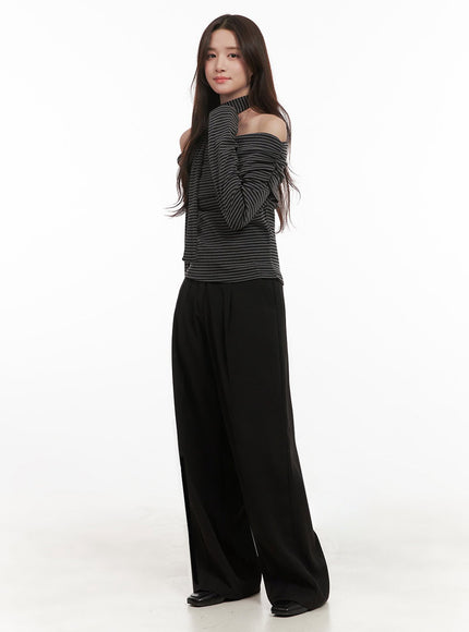 Pintuck Wide-Fit Dress Pants IJ510