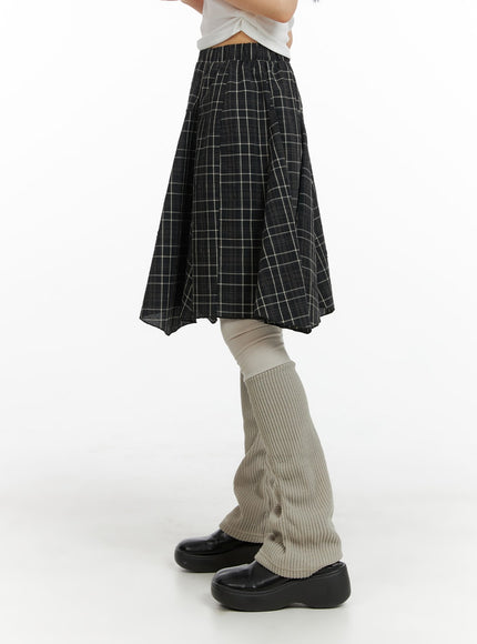 flared-checkered-midi-skirt-cm413