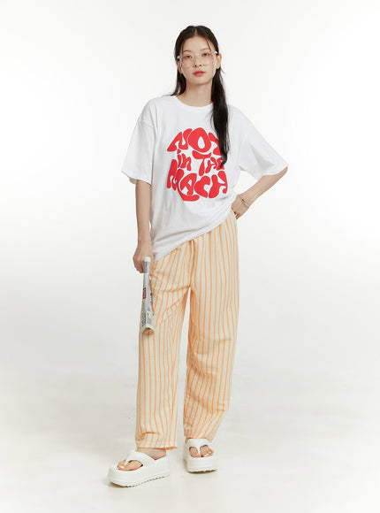 stripe-lounge-pants-ou414 / Orange