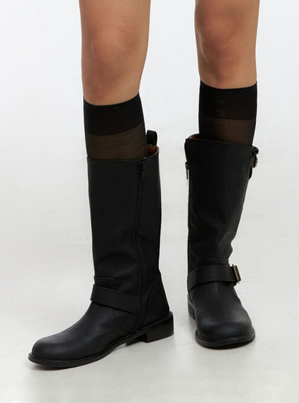 buckle-faux-leather-boots-il419