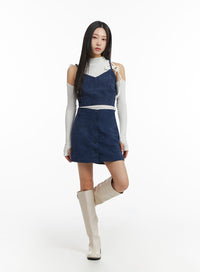 checkered-buttoned-mini-skirt-cj408