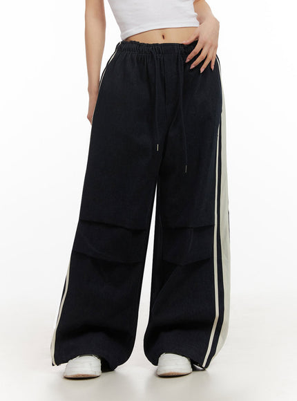 Striped Trackpants with Adjustable Waist IJ503