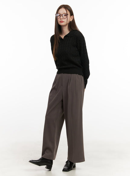 solid-print-wide-fit-polyester-pants-od417