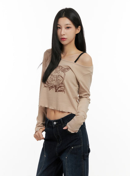 cat-graphic-print-cropped-shirt-cn416