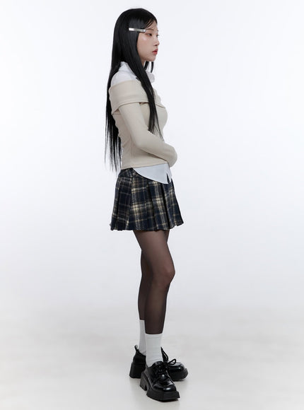 checkered-pleated-mini-skirt-cd419