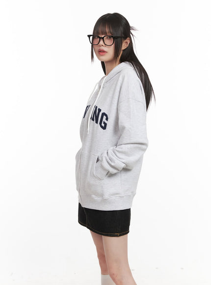 Embroidered Zip-Up Hooded Jacket CJ524