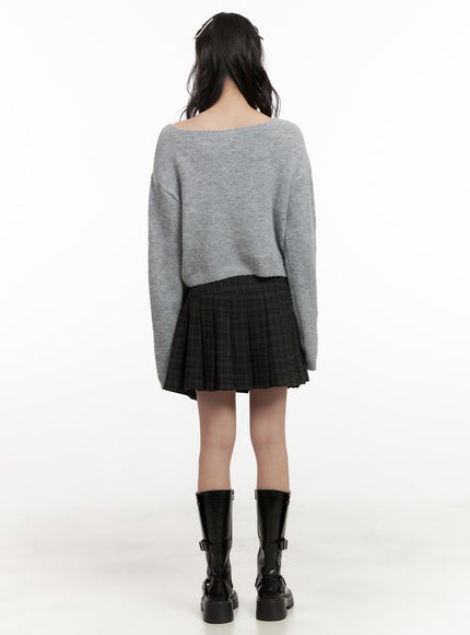 Check Pleated Mini Skirt CJ501