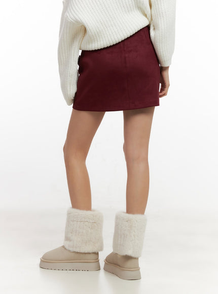 buckle-detail-suede-mini-skirt-cn413