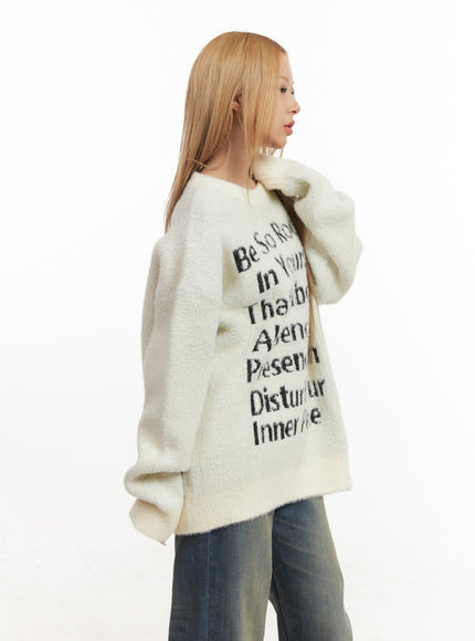 Fuzzy Graphic Oversized Sweater CJ508