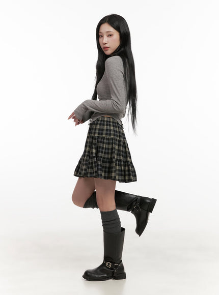 checkered-ruffle-mini-skirt-cd404