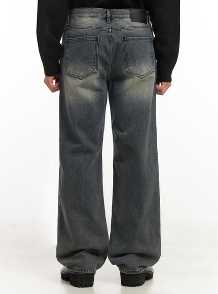 Men's Washed Straight-Leg Denim Jeans ID431