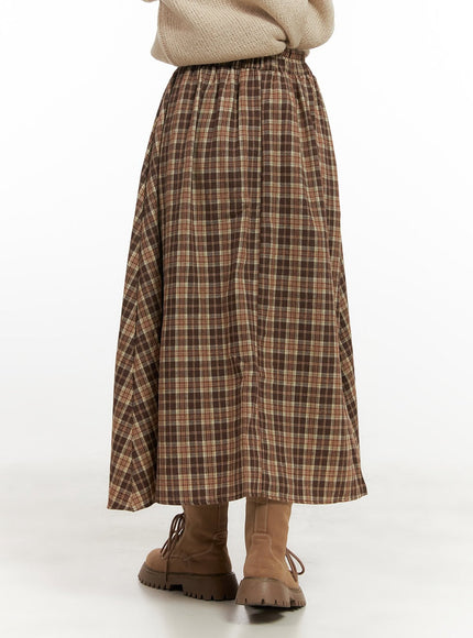 checkered-print-flared-maxi-skirt-cn426