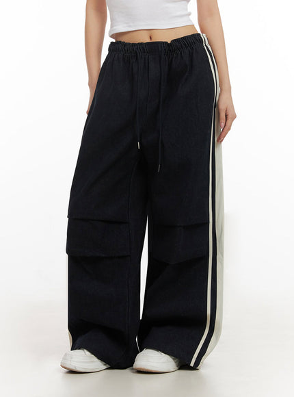 Striped Trackpants with Adjustable Waist IJ503