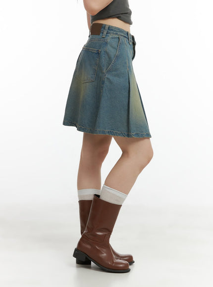 washed-pleated-midi-denim-skirt-cl422