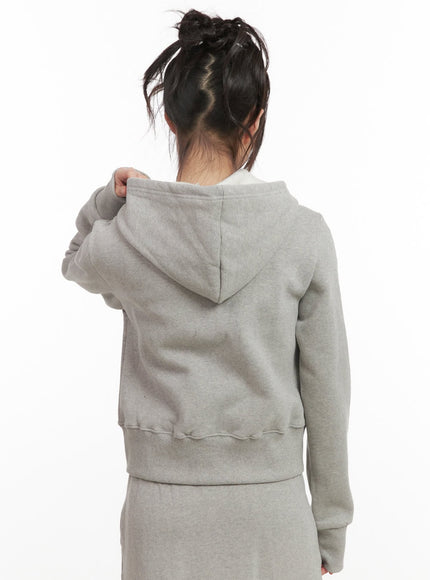 Long Sleeve Zip-Up Cropped Hoodie CJ506