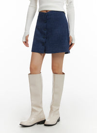 checkered-buttoned-mini-skirt-cj408