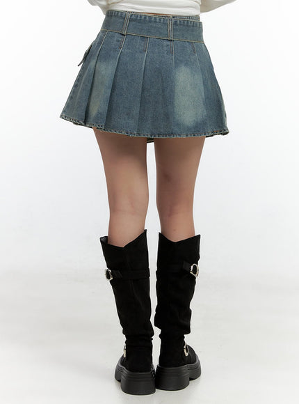 buckle-pocket-washed-mini-skirt-cn401