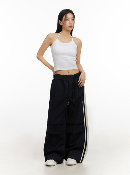 Striped Trackpants with Adjustable Waist IJ503