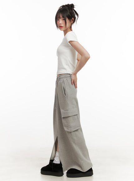 Front-Slit Cargo Maxi Skirt CJ506