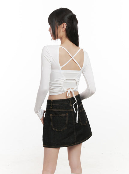 X-Strap Backless Long-Sleeve Crop Top CJ524