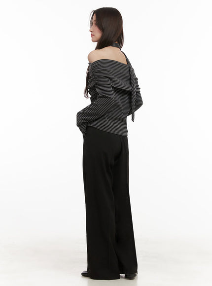 Pintuck Wide-Fit Dress Pants IJ510