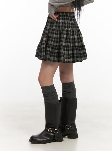 checkered-ruffle-mini-skirt-cd404